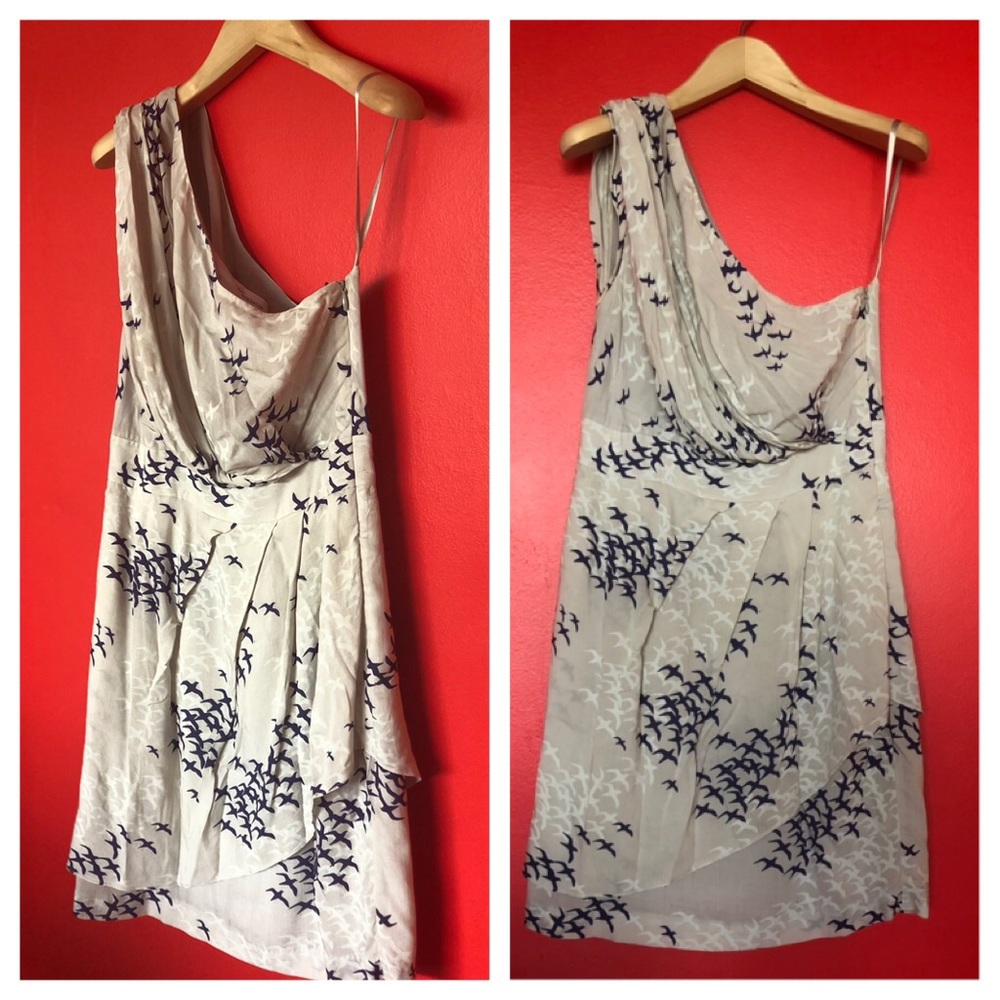 BCBGeneration light gray off shoulder dress